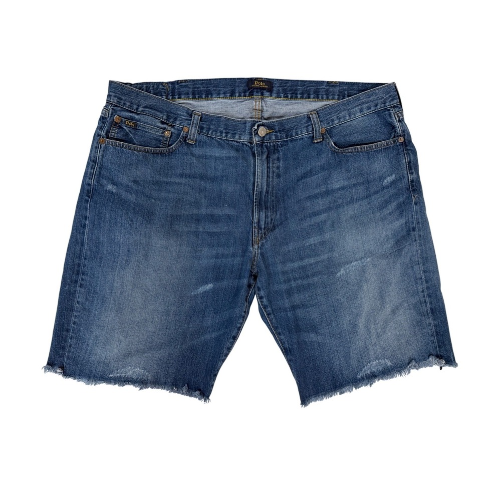 Polo Ralph Lauren Denim Shorts Mens 42 Blue Classic Fit Cut Off Frayed Denim